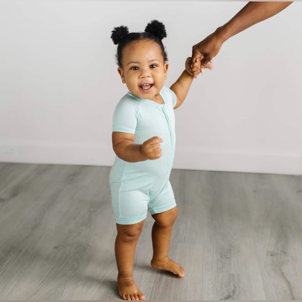 Little Sleepies Aquamarine Shorty Bamboo Viscose Zippy